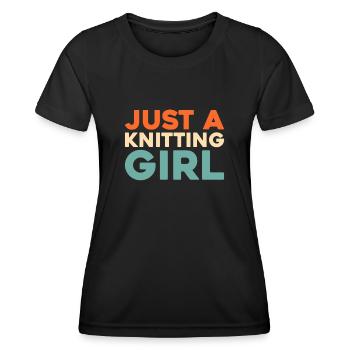 Stricken Just A Knitting Girl - Women's Functional T-Shirt - black - Front - AI Model Female 172 light (172cm)