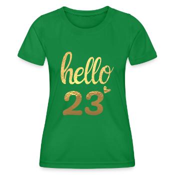 Hello 23 doré - T-shirt sport Femme - vert - Devant - AI Model Female 172 dark (172cm)