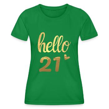 Hello 21 Gold - Women's Functional T-Shirt - kelly green - Front - AI Model Female 172 dark (172cm)