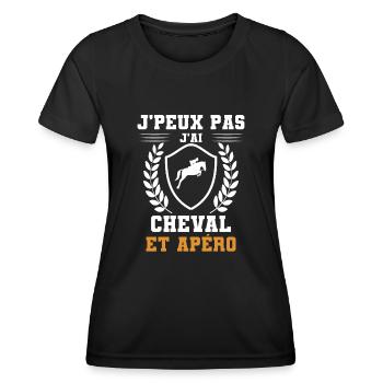 I can't I have Horse Man und Aperitif Humor - Frauen Funktions-T-Shirt - Schwarz - Vorne - AI Model Female 172 light (172cm)