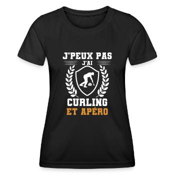 I can't I have curling and aperitif humor - Women's Functional T-Shirt - black - Front - AI Model Female 172 light (172cm)