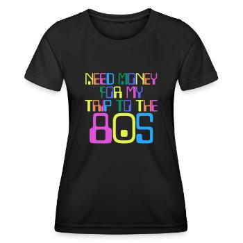Cassette musicale des années 80 Disco Années 1980 Vintage - T-shirt sport Femme - noir - Devant - AI Model Female 172 light (172cm)