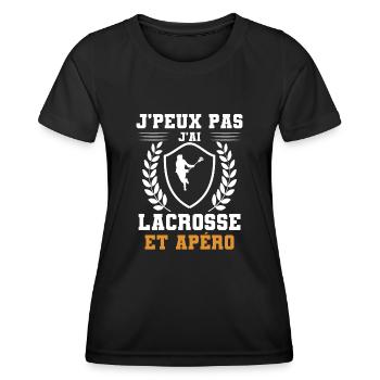 I can't I have Lacrosse und humorous aperitif - Frauen Funktions-T-Shirt - Schwarz - Vorne - AI Model Female 172 light (172cm)