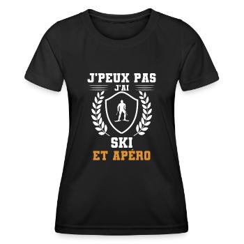 je peux pas j'ai ski et apéro humour - T-shirt sport Femme - noir - Devant - AI Model Female 172 light (172cm)