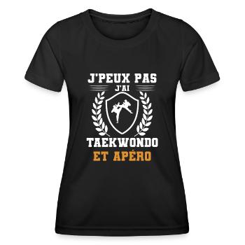 je peux pas j'ai taekwondo et apéro humour - T-shirt sport Femme - noir - Devant - AI Model Female 172 light (172cm)