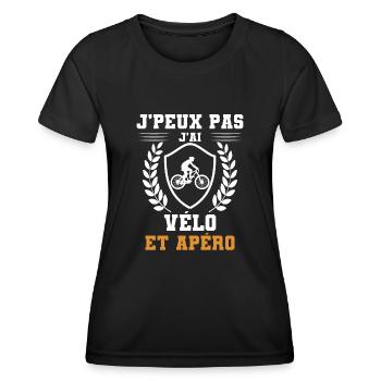 I can't I have bike und aperitif humor - Frauen Funktions-T-Shirt - Schwarz - Vorne - AI Model Female 172 light (172cm)
