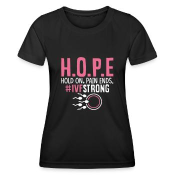 L’espoir Hold On Pain Ends Drôle Infertilité FIV - T-shirt sport Femme - noir - Devant - AI Model Female 172 light (172cm)