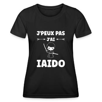 iaido - T-shirt sport Femme - noir - Devant - AI Model Female 172 light (172cm)