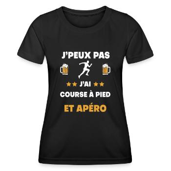 Ich kann nicht Ich habe ein Aperitif-Geschenk gelaufen - Frauen Funktions-T-Shirt - Schwarz - Vorne - AI Model Female 172 light (172cm)