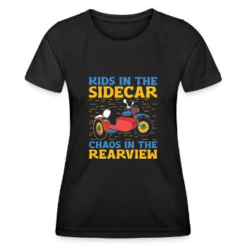 Enfants dans le side-car Chaos dans le rétroviseur Motorcyc - T-shirt sport Femme - noir - Devant - AI Model Female 172 light (172cm)