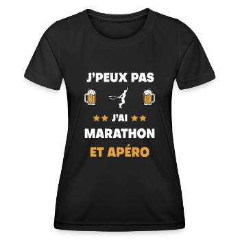 je peux pas j'ai marathon apéro cadeau - T-shirt sport Femme - noir - Devant - AI Model Female 172 light (172cm)