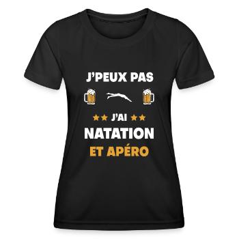 je peux pas j'ai natation apéro cadeau - T-shirt sport Femme - noir - Devant - AI Model Female 172 light (172cm)
