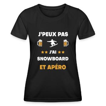 I can't I Snowboard Aperitif Geschenk - Frauen Funktions-T-Shirt - Schwarz - Vorne - AI Model Female 172 light (172cm)