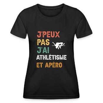 je peux pas j'ai saut en hauteur et apéro vintage - T-shirt sport Femme - noir - Devant - AI Model Female 172 light (172cm)