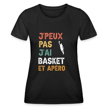 I can't I have basketball and vintage aperitif - Women's Functional T-Shirt - black - Front - AI Model Female 172 light (172cm)