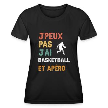I can't I have basketball and vintage aperitif - Women's Functional T-Shirt - black - Front - AI Model Female 172 light (172cm)