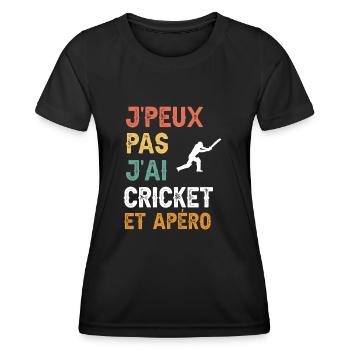 I can't I have cricket and vintage aperitif - Women's Functional T-Shirt - black - Front - AI Model Female 172 light (172cm)