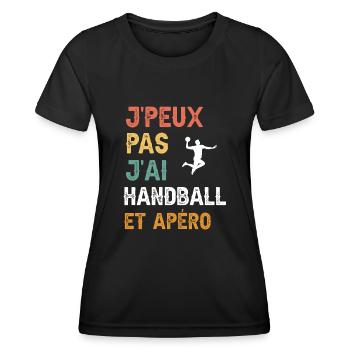 Ich kann nicht Handball und Vintage-Aperitif haben - Frauen Funktions-T-Shirt - Schwarz - Vorne - AI Model Female 172 light (172cm)