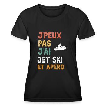 Ich kann nicht, ich habe Jetski und Vintage-Aperitif - Frauen Funktions-T-Shirt - Schwarz - Vorne - AI Model Female 172 light (172cm)