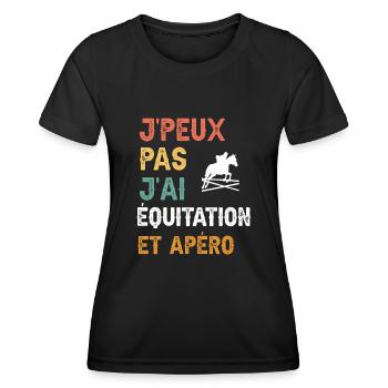 Ich kann nicht reiten und Vintage-Aperitif - Frauen Funktions-T-Shirt - Schwarz - Vorne - AI Model Female 172 light (172cm)