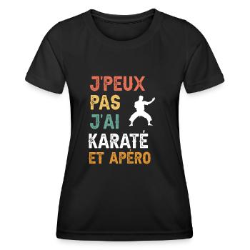 je peux pas j'ai karaté et apéro vintage - T-shirt sport Femme - noir - Devant - AI Model Female 172 light (172cm)