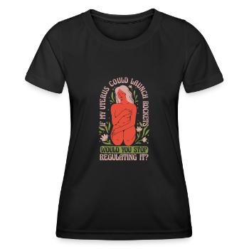 Feminist Feminismus If My Uterus Shot Bullets - Frauen Funktions-T-Shirt - Schwarz - Vorne - AI Model Female 172 light (172cm)