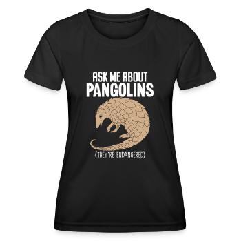Frag mich nach Schuppentieren nachtaktiv vom Aussterben bedroht - Frauen Funktions-T-Shirt - Schwarz - Vorne - AI Model Female 172 light (172cm)