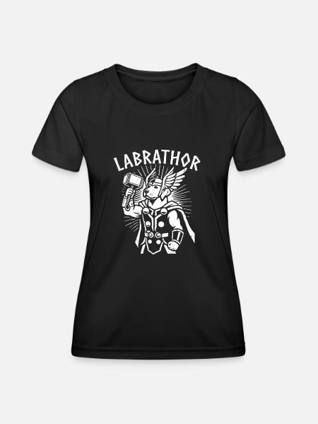 Labrador lustige Wikinger odin thor valhalla Wortspiel - Frauen Funktions-T-Shirt - Schwarz