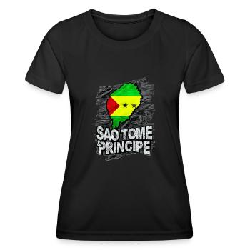 Sao Tome Príncipe - T-shirt sport Femme - noir - Devant - AI Model Female 172 light (172cm)