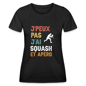 je peux pas j'ai squash et apéro vintage - T-shirt sport Femme - noir - Devant - AI Model Female 172 light (172cm)