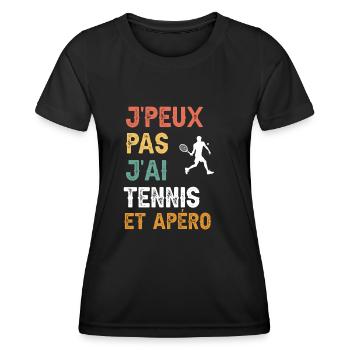 I can't I have tennis and vintage aperitif - Women's Functional T-Shirt - black - Front - AI Model Female 172 light (172cm)