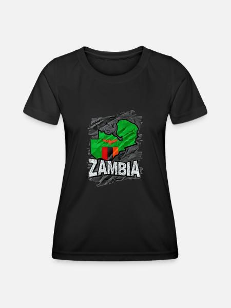 Sambia - Frauen Funktions-T-Shirt - Schwarz