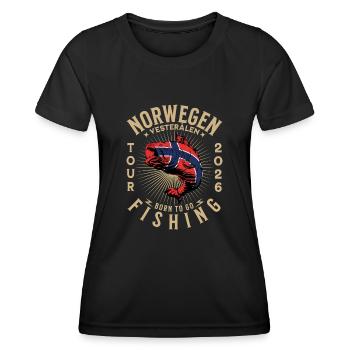Vesterålen Angeln 2026 - Frauen Funktions-T-Shirt - Schwarz - Vorne - AI Model Female 172 light (172cm)