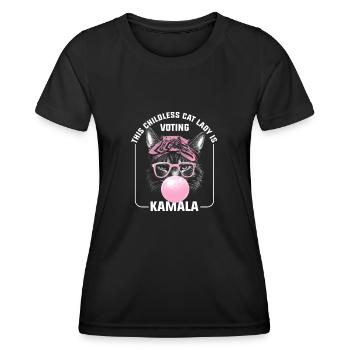 Kamala Harris & Tim Walz 2024 - Childless Cat Lady - Women's Functional T-Shirt - black - Front - AI Model Female 172 light (172cm)