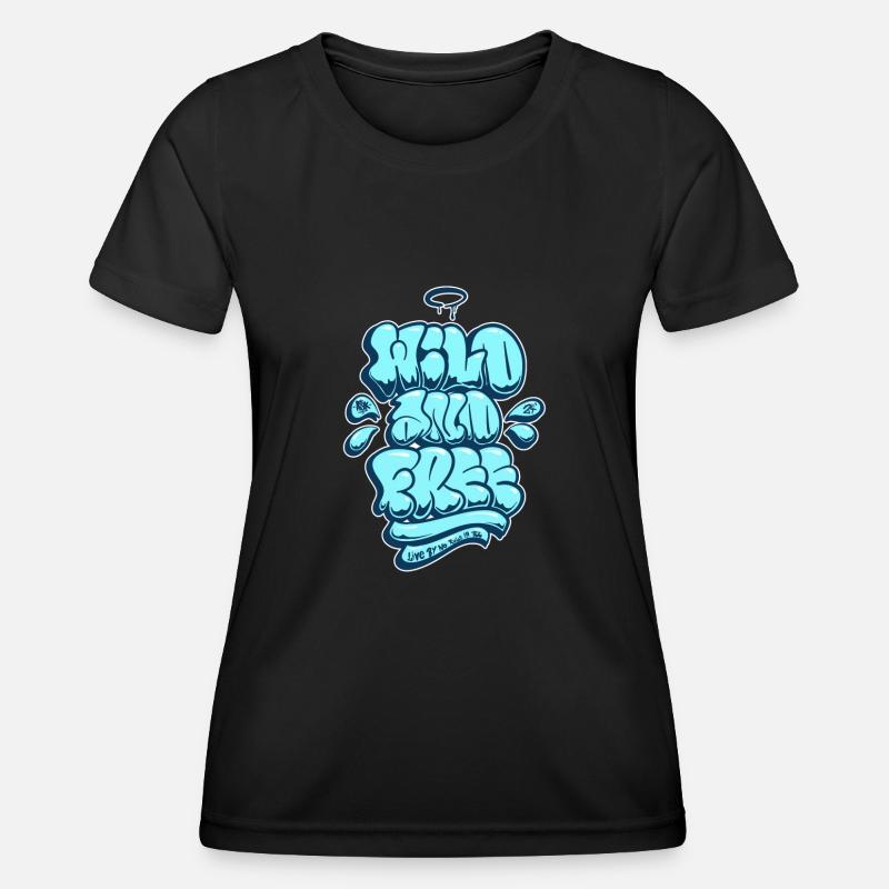 Wild and free Asik Graffiti Throwup Simple Style - Women's Functional T-Shirt - black