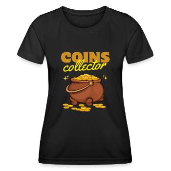 Münzen Sammler Kessel aus Gold - Frauen Funktions-T-Shirt - Schwarz - Vorne - AI Model Female 172 light (172cm)