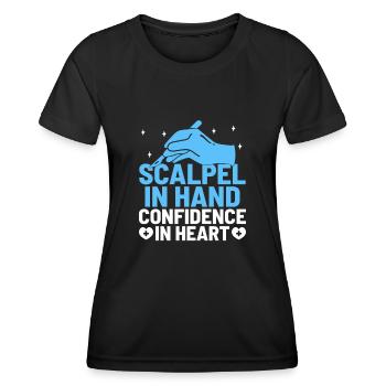 Scalpel à la main Confiance en chirurgie cardiaque Surgic - T-shirt sport Femme - noir - Devant - AI Model Female 172 light (172cm)