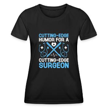 Humour de pointe pour un chirurgien de pointe - T-shirt sport Femme - noir - Devant - AI Model Female 172 light (172cm)