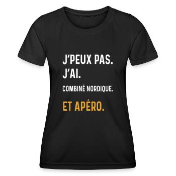 j'peux pas j'ai combiné nordique apéro humour - T-shirt sport Femme - noir - Devant - AI Model Female 172 light (172cm)