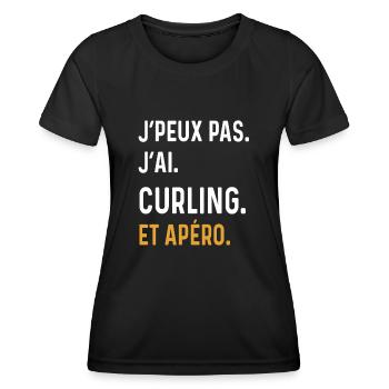 I can't I curling aperitif humor - Women's Functional T-Shirt - black - Front - AI Model Female 172 light (172cm)