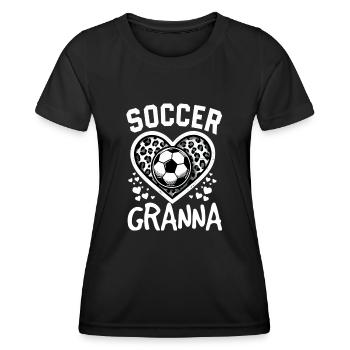Soccer Granna Leopard Heart Granna Soccer Player - Frauen Funktions-T-Shirt - Schwarz - Vorne - AI Model Female 172 light (172cm)