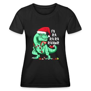 Funny T-Rex in Santa Hat FA RA RAWR Christmas Gift - Frauen Funktions-T-Shirt - Schwarz - Vorne - AI Model Female 172 light (172cm)