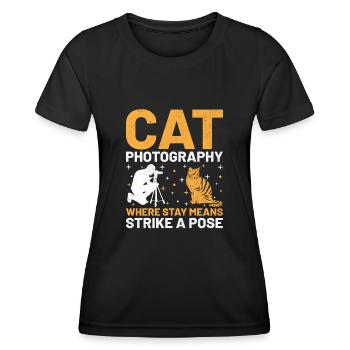 Chat Photographes Chat Amoureux Des Chats Photo - T-shirt sport Femme - noir - Devant - AI Model Female 172 light (172cm)