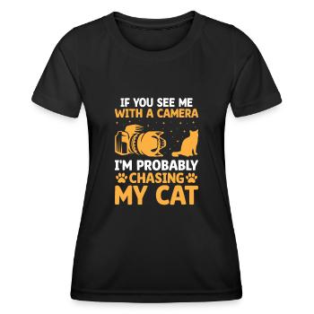 Chat Photographes Chat Amoureux Des Chats Photo - T-shirt sport Femme - noir - Devant - AI Model Female 172 light (172cm)