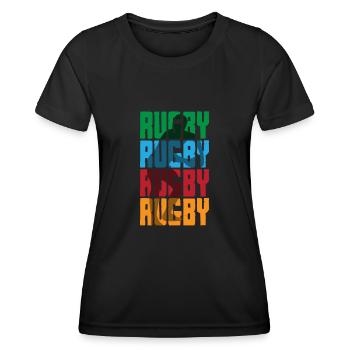 Rugby Rugby Rugby Rugby in Bunt - Women's Functional T-Shirt - black - Front - AI Model Female 172 light (172cm)