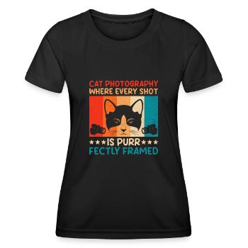 Chat Photographes Chat Amoureux Des Chats Photo - T-shirt sport Femme - noir - Devant - AI Model Female 172 light (172cm)