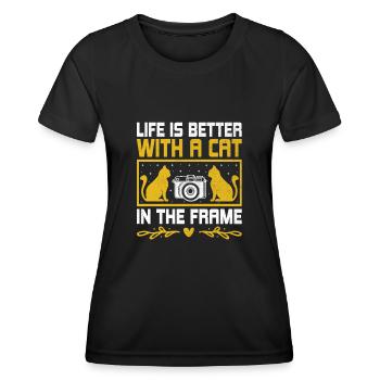 Chat Photographes Chat Amoureux Des Chats Photo - T-shirt sport Femme - noir - Devant - AI Model Female 172 light (172cm)