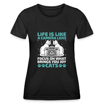 Cat Photographers Cat Lovers Photograpy Cats Photo - Women's Functional T-Shirt - black - Front - AI Model Female 172 light (172cm)