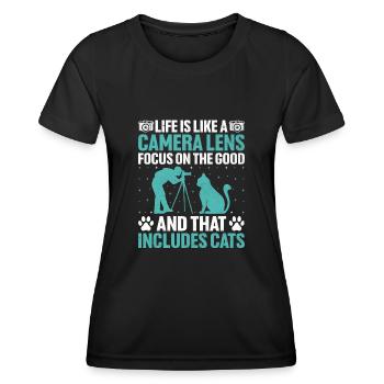 Katzen Fotografen Katzenliebhaber Fotografie Katzen Foto - Frauen Funktions-T-Shirt - Schwarz - Vorne - AI Model Female 172 light (172cm)