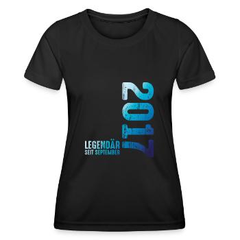 Septembre 2017 Année 2017 Rétro 2017 Millésime 2017 - T-shirt sport Femme - noir - Devant - AI Model Female 172 light (172cm)